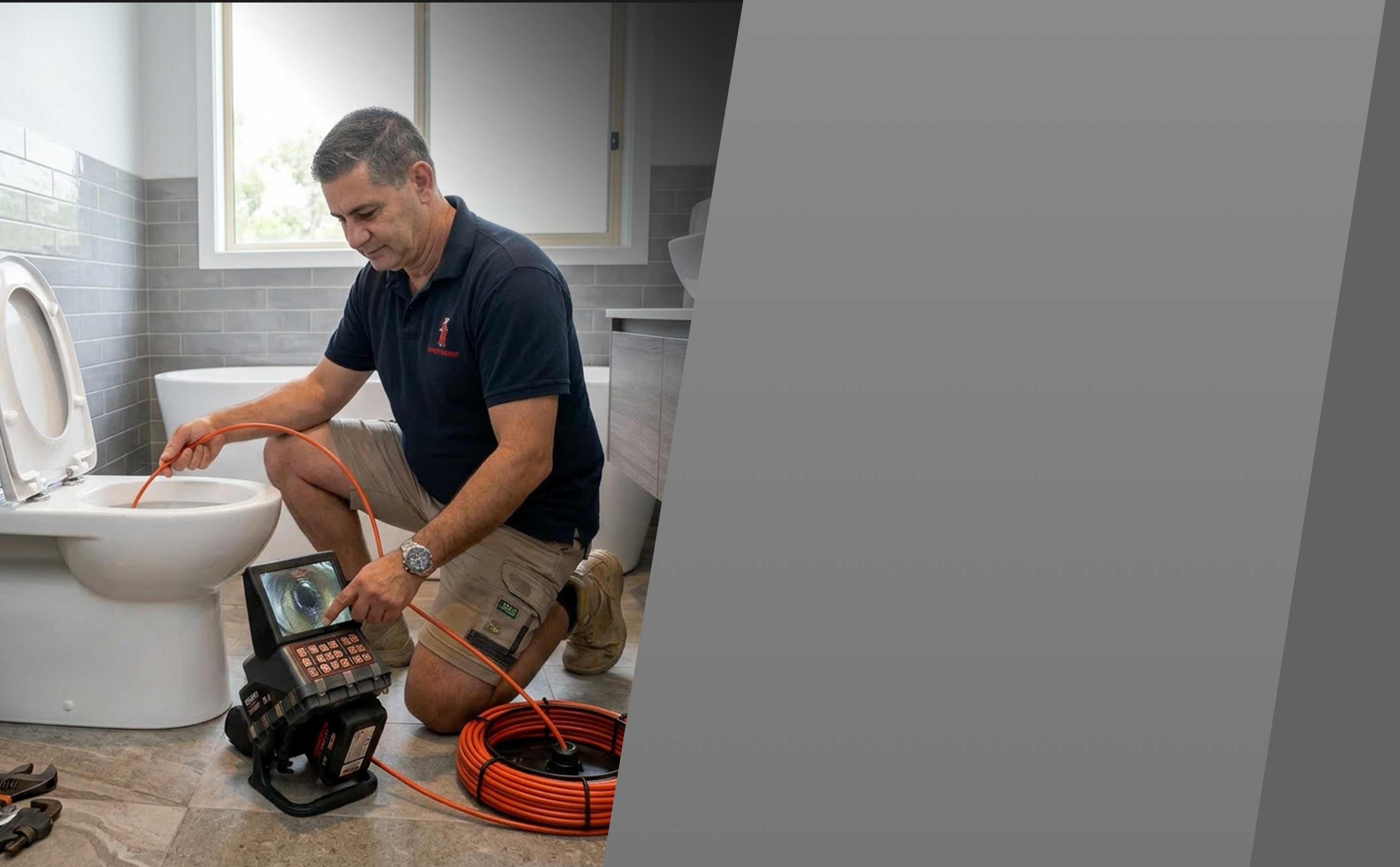 Drain plumbing equipment at a property